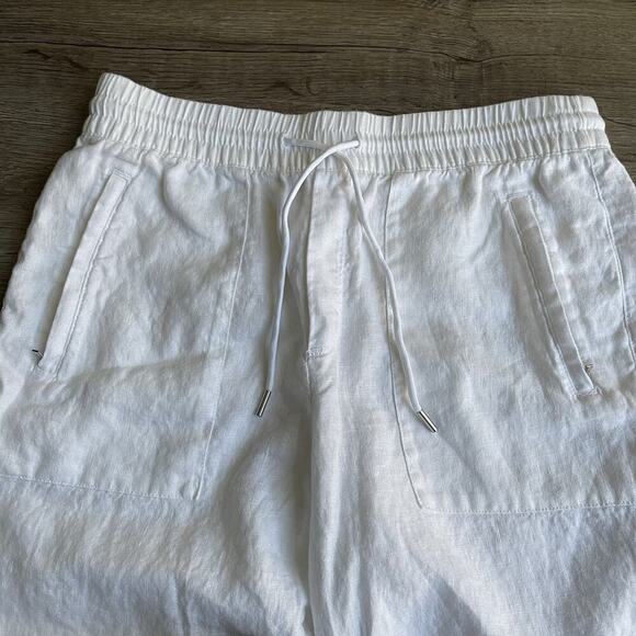 Athleta Retreat Linen High Rise Jogger Pants White Beachy Coastal Travel Size 8 - Picture 8 of 9